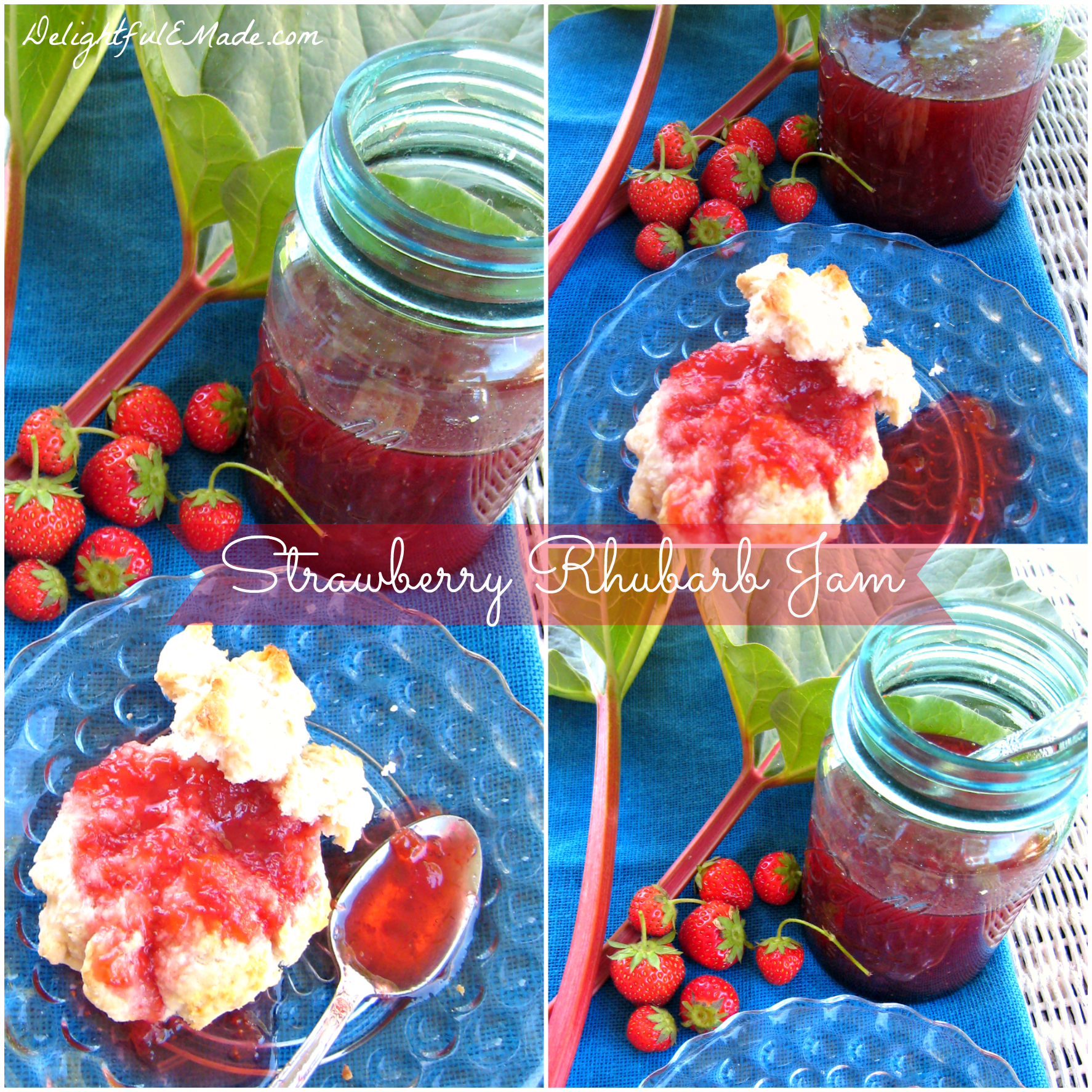 Strawberry Rhubarb Jam by DelightfulEMade.com