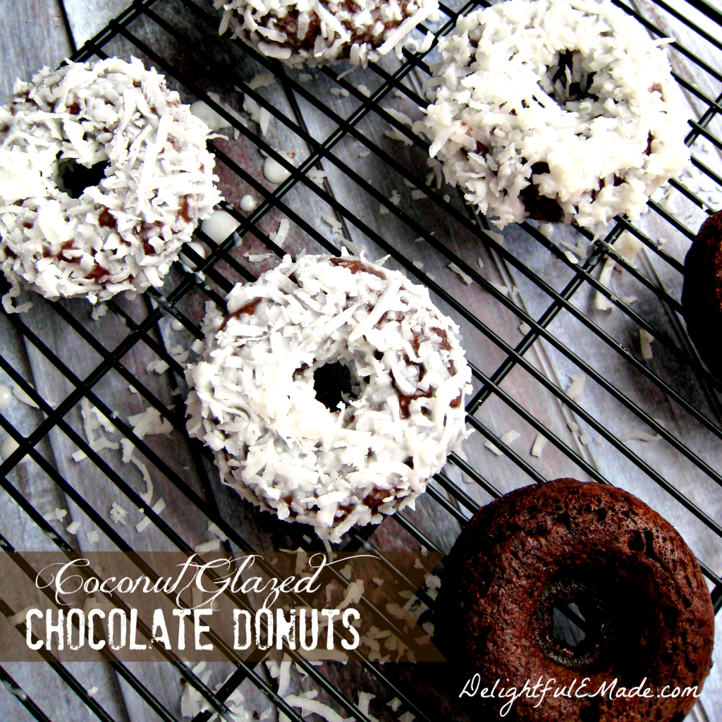 Coconut Glazed Chocolate Donuts by Delightful E Made