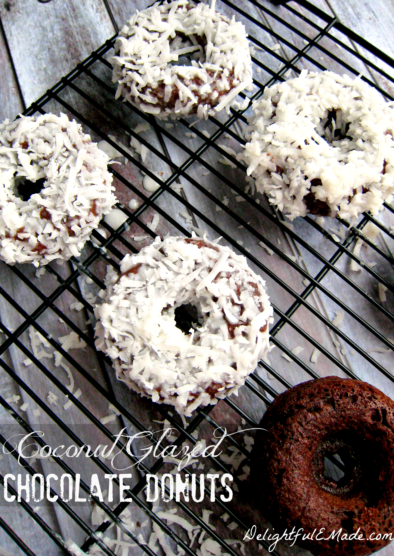 Coconut Glazed Chocolate Donuts by Delightful E Made