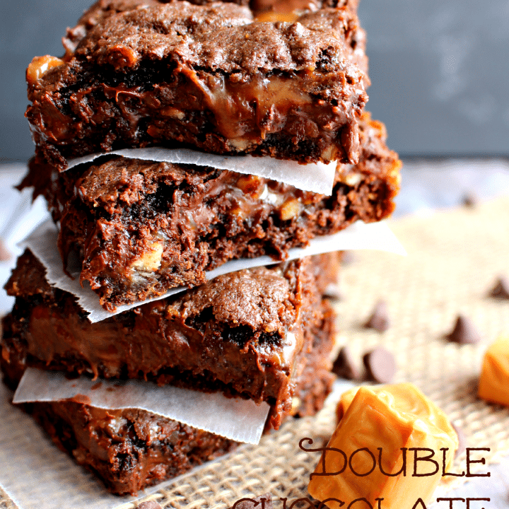 Made with a cake mix, this super chocolaty Double Chocolate Turtle Bars are just as easy as they are delicious! Loaded with lots of chocolate, caramel, and pecans, these bars are amazing anytime you're in the mood for a sweet treat!