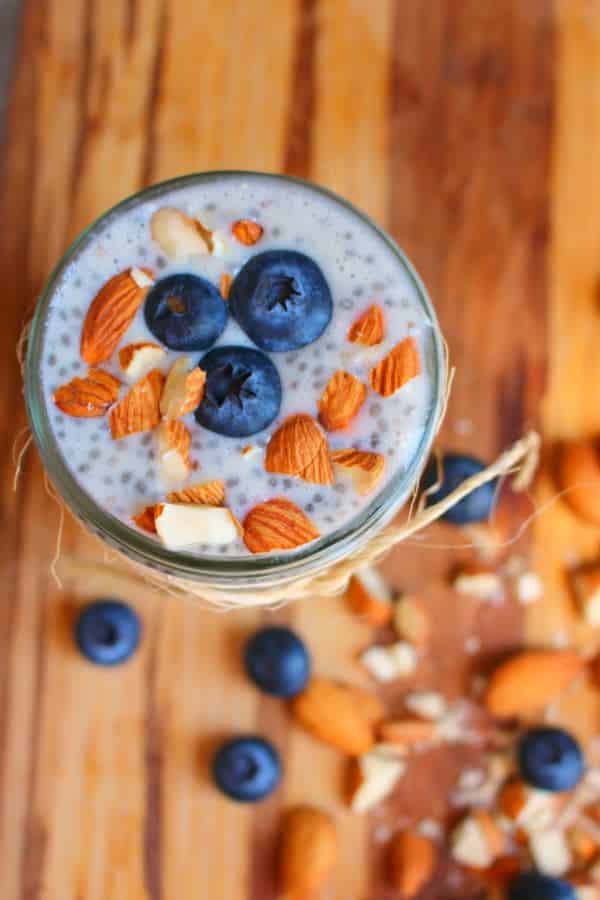 Blueberry Almond Milk Chia Pudding - The EASIEST chia pudding recipe!