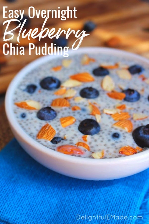 Need a quick, healthy breakfast loaded with protein to fuel your day?  Look no further than this Blueberry Almond Milk Chia Pudding recipe!  This simple, overnight recipe for how to make chia pudding very easy, as it takes just 5 minutes!