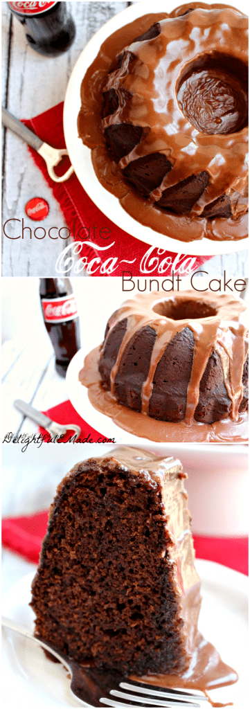 The most decadent chocolate cake!  Moist, delicious chocolate cake topped with a delicious Coca Cola glaze.  One amazing dessert!