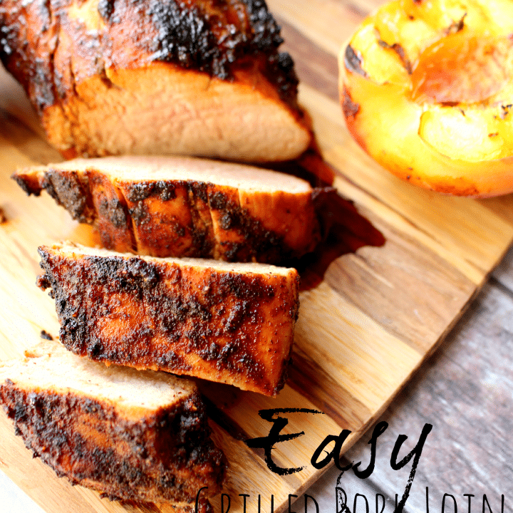 Easy Grilled Pork Loin with Sugar and Spice Rub and Grilled Peaches