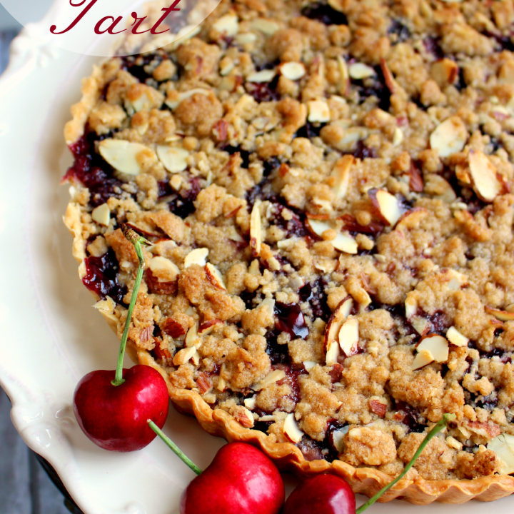 This delicious tart is filled with the flavors of summer! Super-simple to make, as it uses a store-bought pie crust, along with fresh cherries. Incredible warm out of the oven with a big scoop of ice cream!