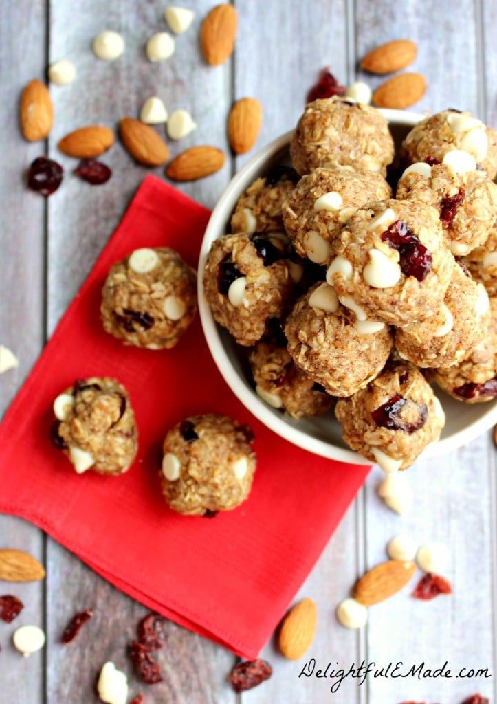 Cranberry Almond Energy Bites by DelightfulEMade.com