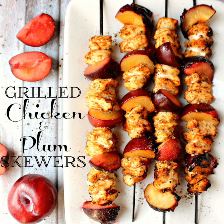 Grilled Chicken and Plum Skewers by DelightfulEMade.com