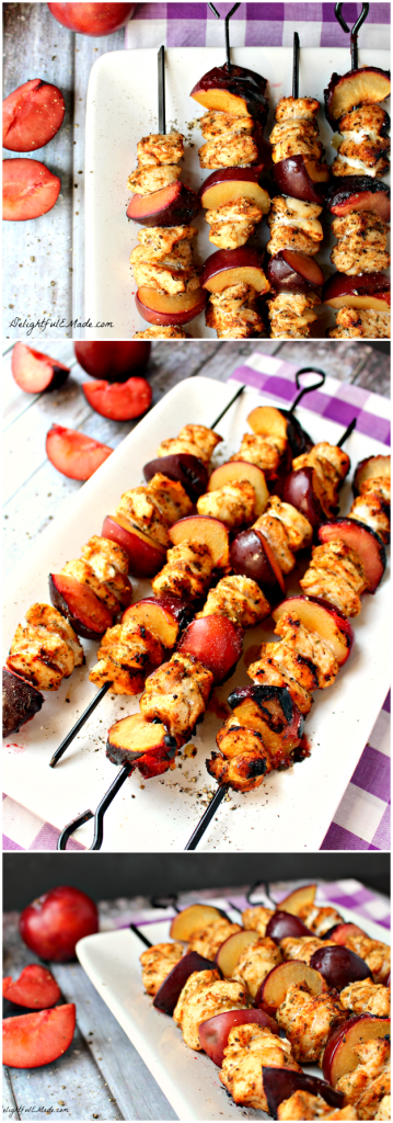 Grilled Chicken and Plum Skewers by DelightfulEMade.com 