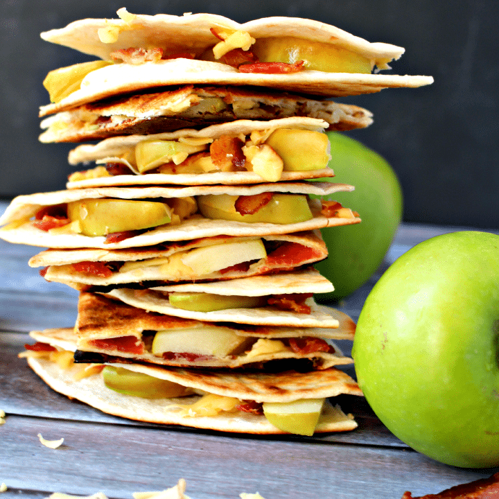 Smokey Apple and Bacon Quesadillas by DelightfulEMade.com