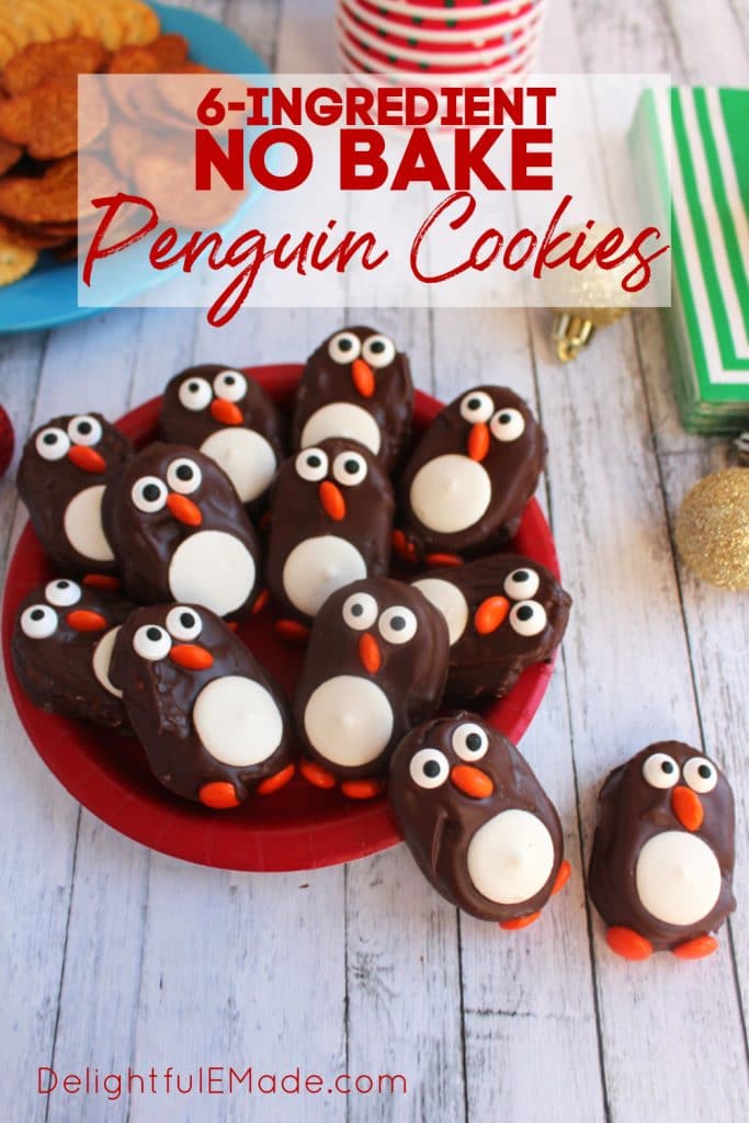 No bake penguin cookies, chocolate dipped cracker cookies