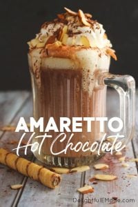 Flavored with Amaretto Liquor for a subtle almond flavor and rich chocolate, this Amaretto Hot Chocolate is the most decadently delicious drink perfect on a cold night!