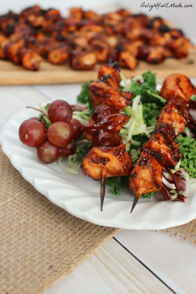  Fire up the grill for this quick, easy & delicious dinner idea! Smokey barbecue sauce covers these chicken and red grape skewers, making the savory, sweet flavor combination amazing! Great for tailgating and watching the big game, too!