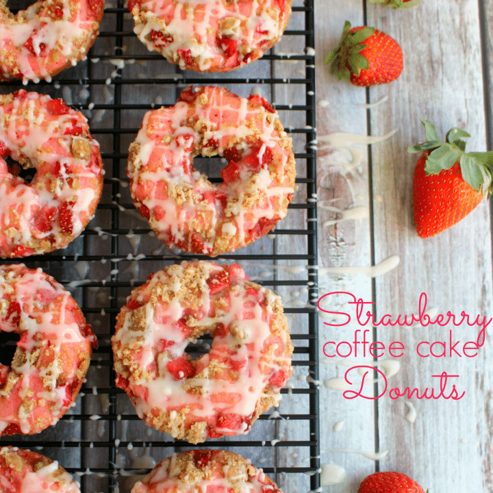 Strawberry Coffee Cake Donuts! The perfectly pink breakfast treat!