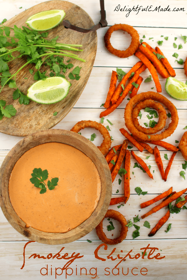 Spice up your fries and onion rings with this amazing Smokey Chipotle Dipping Sauce! Perfect for dipping or even spread on a sandwich!