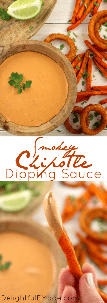 Spice up your fries and onion rings with this amazing Smokey Chipotle Dipping Sauce! Perfect for dipping or even spread on a sandwich!