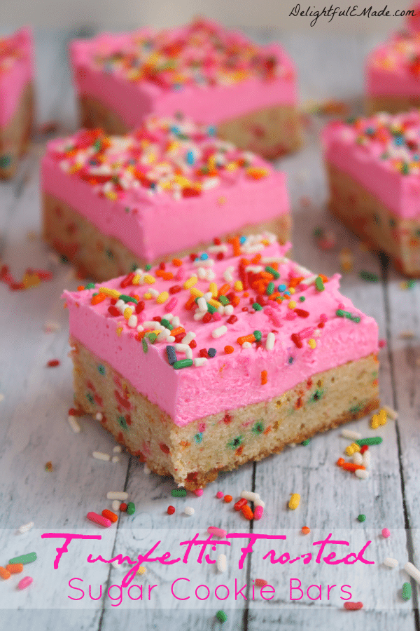 Funfetti Frosted Sugar Cookie Bars by Delightful E Made