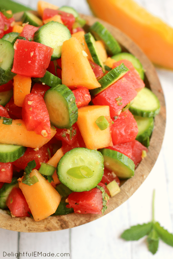 Cucumber Melon Fruit Salad - Delightful E Made