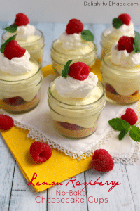 Lemon Raspberry No Bake Cheesecake Cups by Delightful E Made