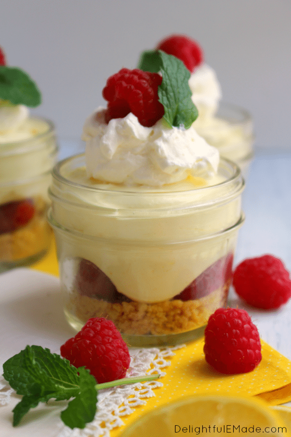 Lemon Raspberry No Bake Cheesecake Cups - Delightful E Made