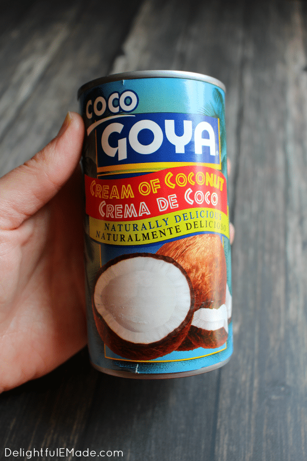 Can of Goya cream of coconut.