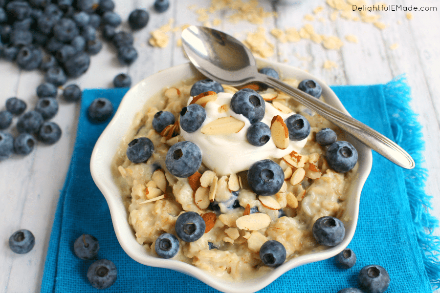 Blueberry Vanilla Protein Oatmeal - Delightful E Made