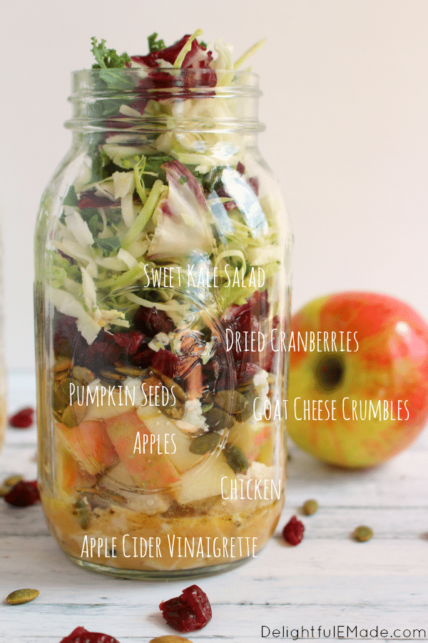 Mason Jar Broccoli Salads with Kale and Apple - Kristine's Kitchen