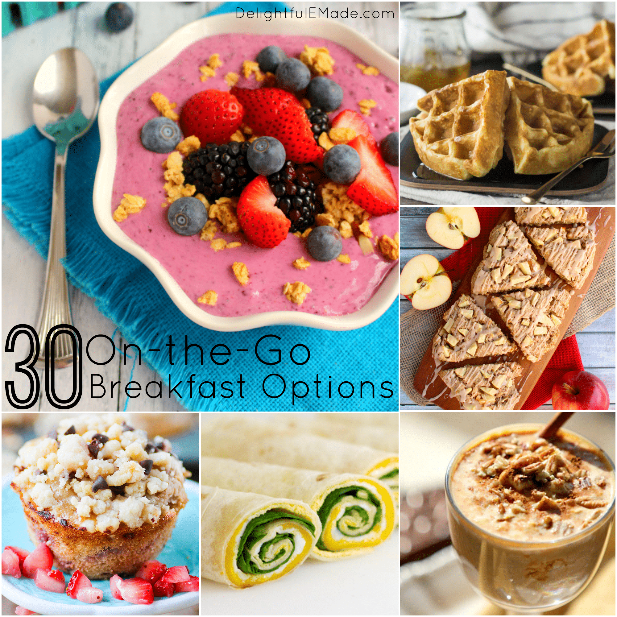 Are mornings busy and rushed at your house? I've put together 30 quick, easy and delicious breakfast options that are perfect for hectic, rushed mornings when you need to get out the door!