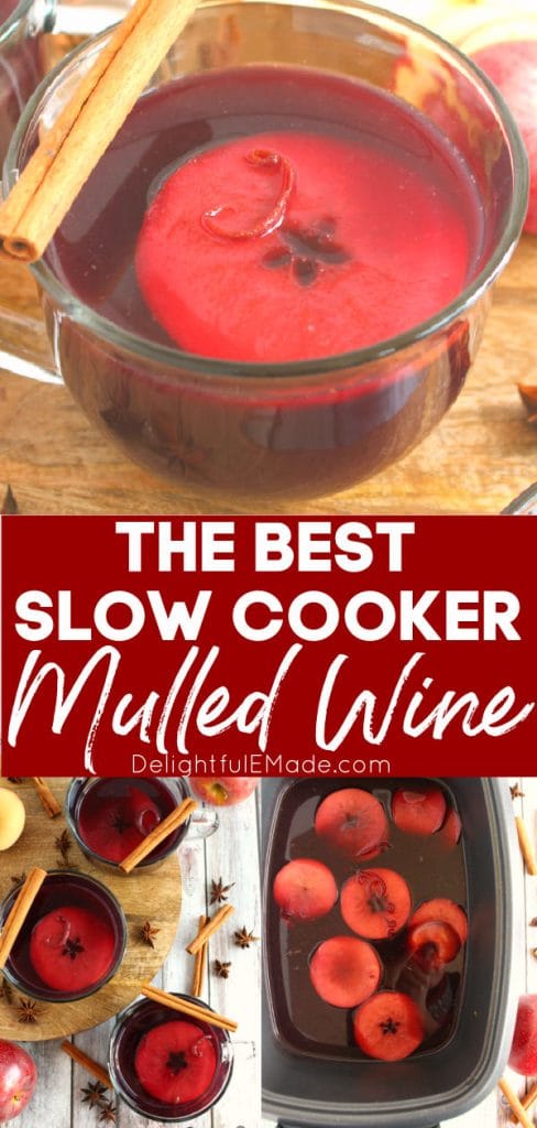 Slow Cooker Mulled wine, in a mug and in slow cooker.