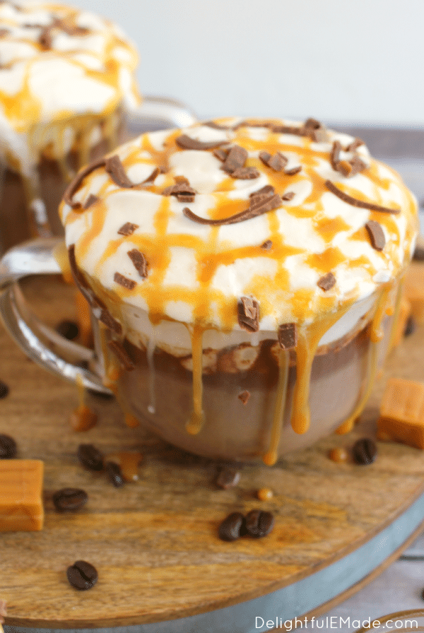 Just like Starbucks, but better! Rich, creamy chocolate and caramel come together for an amazing hot coffee drink!