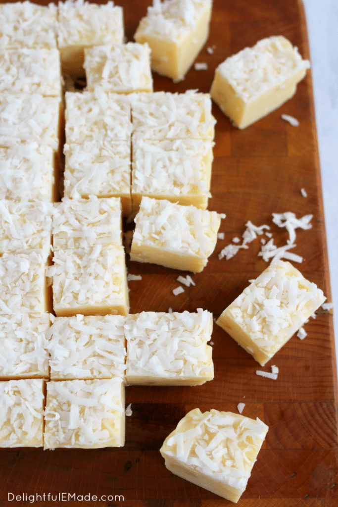 If you're a coconut lover, this fudge is for you! White chocolate, coconut and macadamia nuts make for the most amazing sweet, rich candy treat! Perfect for the holidays or anytime you're in the mood for some tropical flavors!