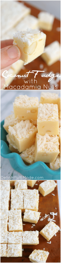 If you're a coconut lover, this fudge is for you! White chocolate, coconut and macadamia nuts make for the most amazing sweet, rich candy treat! Perfect for the holidays or anytime you're in the mood for some tropical flavors!