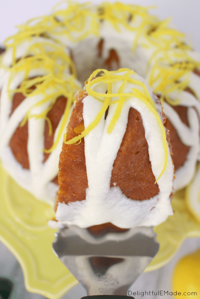The ultimate lemon dessert! This super moist Lemon Bundt Cake is perfect for just about any occasion! Wonderful as a dessert or great as a sweet Brunch treat. Top with whipped cream or serve with berries for an amazing slice of cake.
