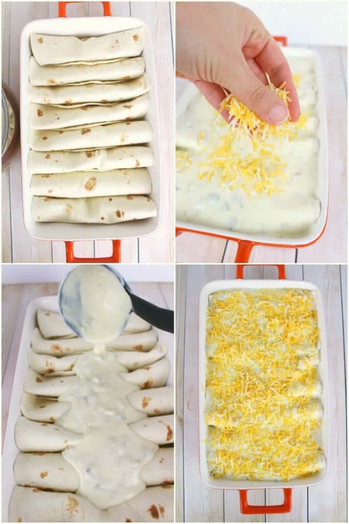 The best beef enchilada recipe on the internet!  Stuffed with seasoned ground beef and cheese, smothered with a delicious sour cream sauce, topped with more cheese and baked to perfection. These Beef Sour Cream Enchiladas are incredible!