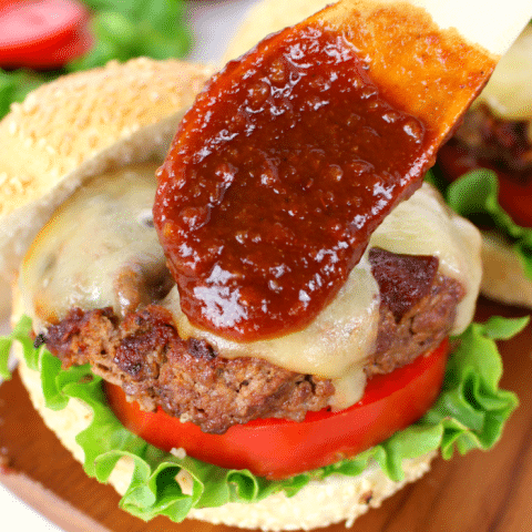 The perfect recipe for smokey, spicy & sweet barbecue sauce! Fantastic for burgers, chicken, pork chops and ribs, this simple BBQ sauce will be your new go-to recipe for grilling season!