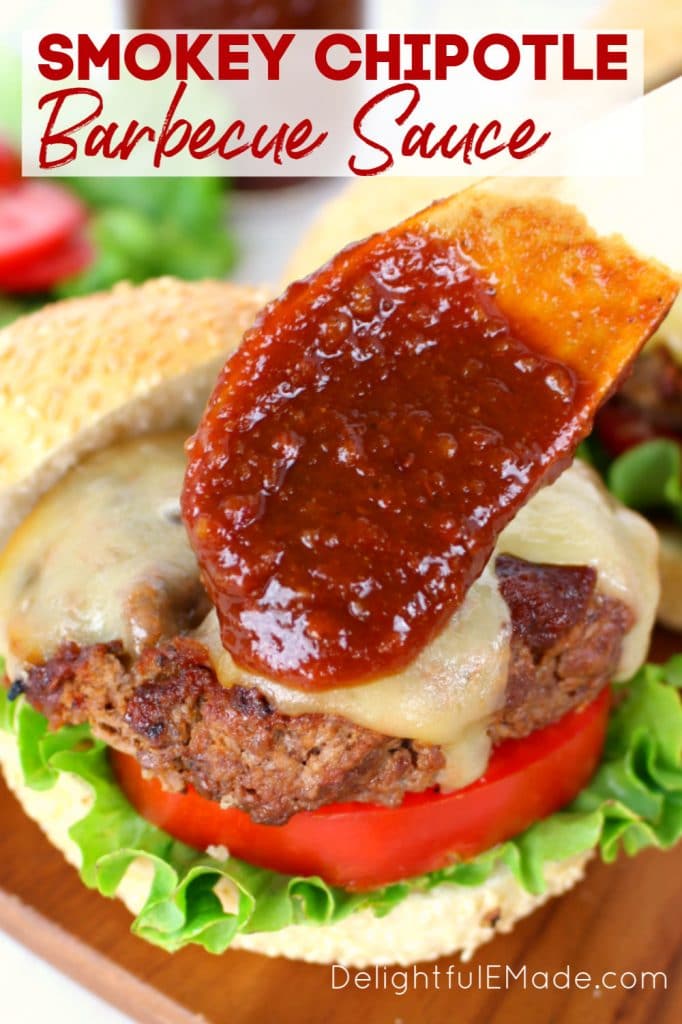 This is the perfect recipe for smoky, spicy & sweet chipotle barbecue sauce! Fantastic for burgers, chicken, pork chops and ribs, this simple chipotle BBQ sauce will be your new go-to recipe for grilling season!