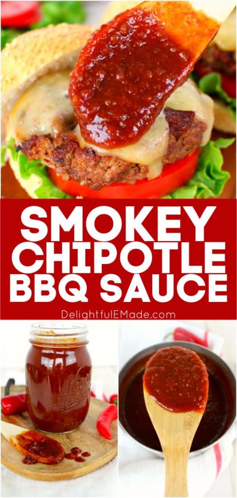 This is the perfect recipe for smoky, spicy & sweet chipotle barbecue sauce! Fantastic for burgers, chicken, pork chops and ribs, this simple chipotle BBQ sauce will be your new go-to recipe for grilling season!