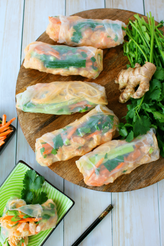 Fresh veggies, tender shrimp and rice noodles are all wrapped together in a spring roll wrapper for the most amazingly flavorful Asian inspired roll. These Shrimp Summer Rolls are the perfect healthy lunch option or great as a light dinner!
