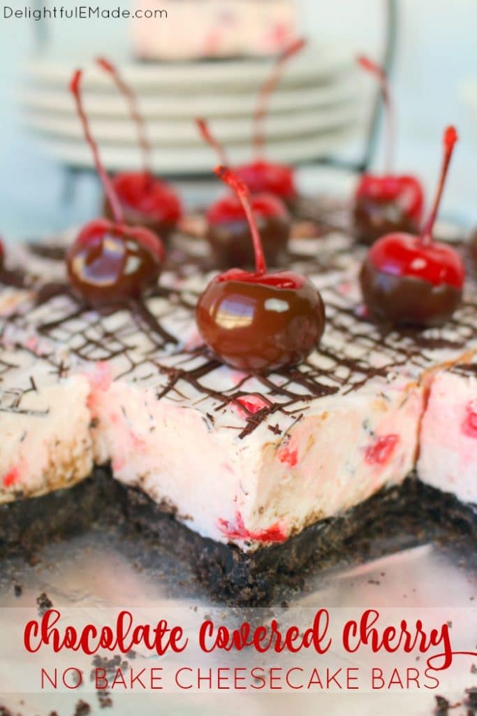 Chocolate Covered Cherry No Bake Cheesecake Bars Delightful E Made