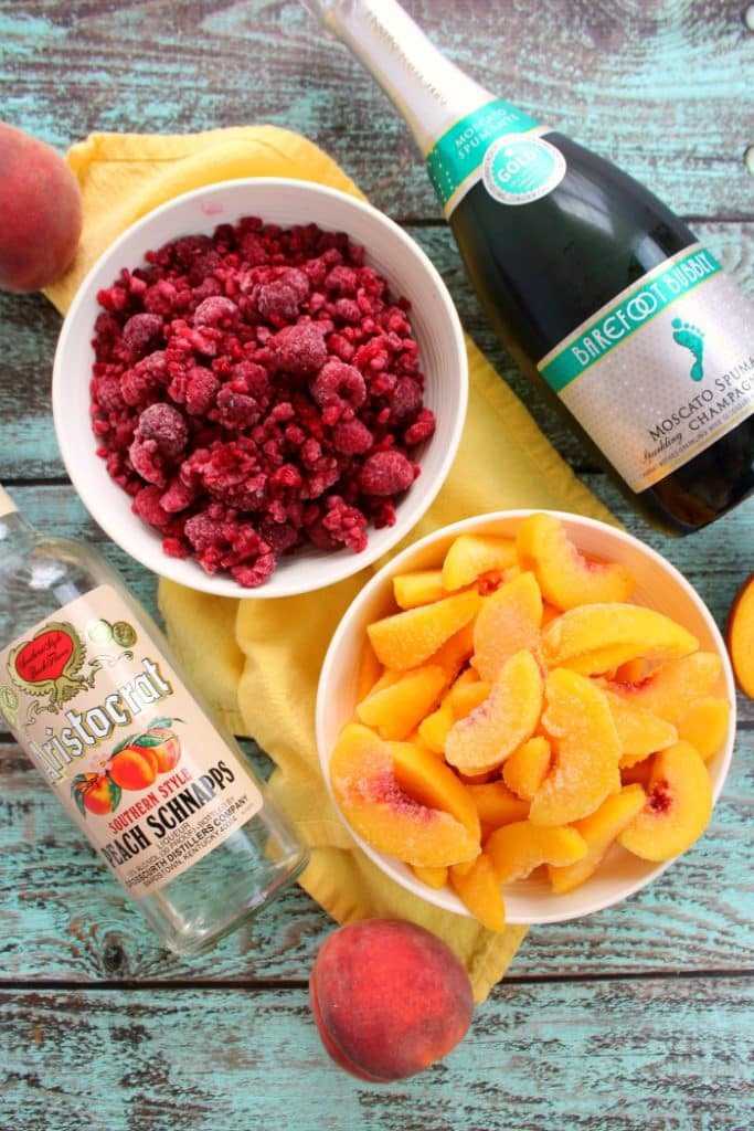 Just four ingredients are all you need to make this incredible frozen peach bellini! Slushy, fruity, and perfect anytime you're in the mood for sipping a fantastic champagne cocktail.