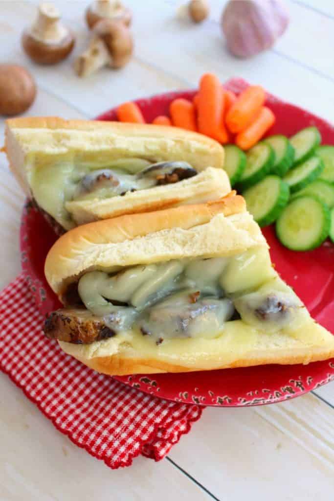 The ultimate slow cooker dinner idea for busy nights!  Topped with mushrooms, provolone cheese, and served on Martin’s Hoagie Rolls, these super-simple steak sandwiches are the perfect way to get dinner on the table when time is tight.