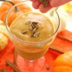 If you love a PSL but don't like all the calories, sugar and fat, then you've gotta try this Pumpkin Spice Protein Shake! Make with REAL pumpkin and spices (not a syrup) this pumpkin protein shake is amazing for a healthy breakfast or post-workout drink!