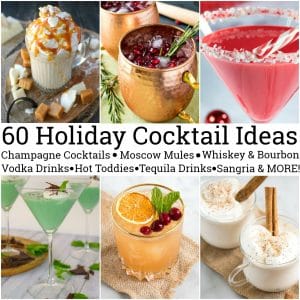 Add a little extra holiday spirit to your Christmas or New Years party with these amazing holiday cocktail ideas! Everything from holiday Mules, Vodka cocktails, Fruity Sangria's, Champagne drinks, and especially hot toddies. Your party will definitely be one to remember this year!