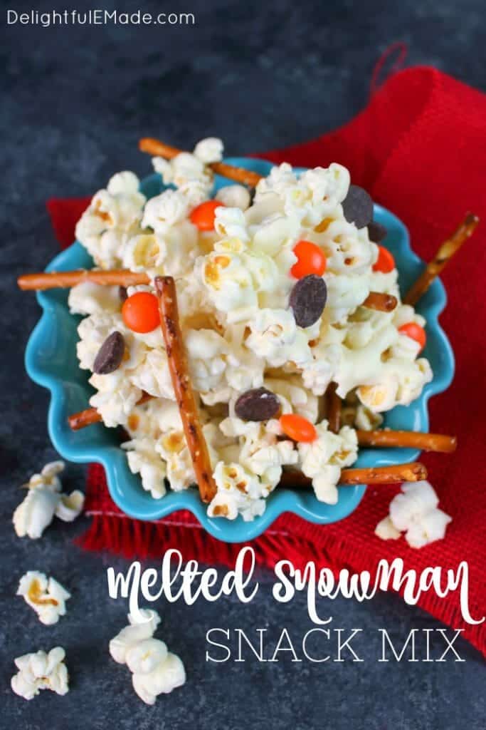 Melted Snowman Popcorn Snack Mix Delightful E Made