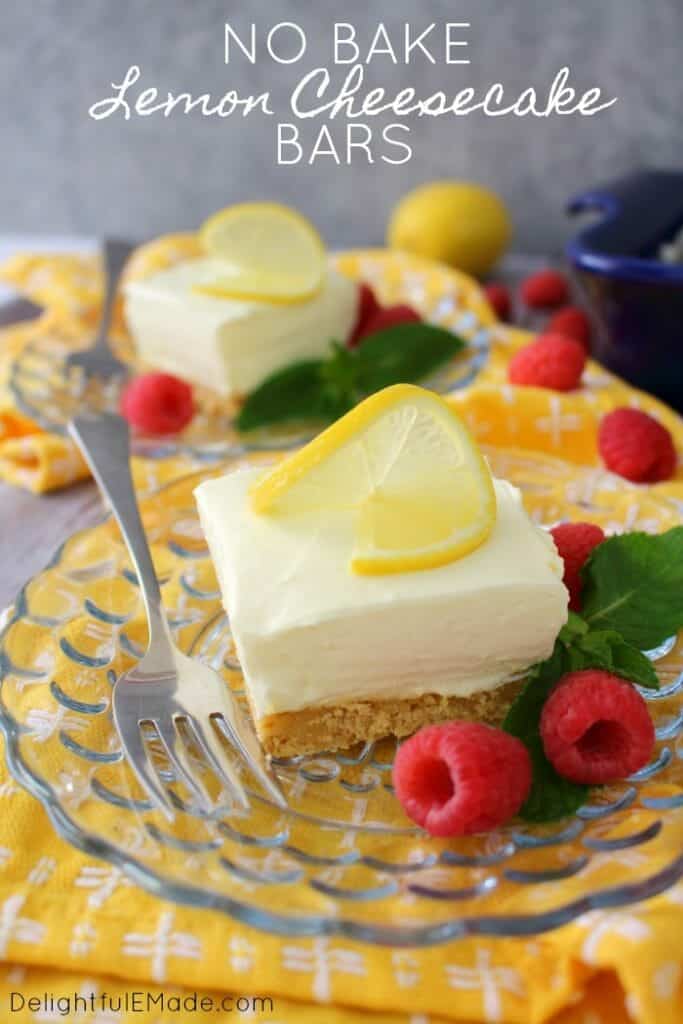 No Bake Lemon Cheesecake Bars EasterSweetsWeek