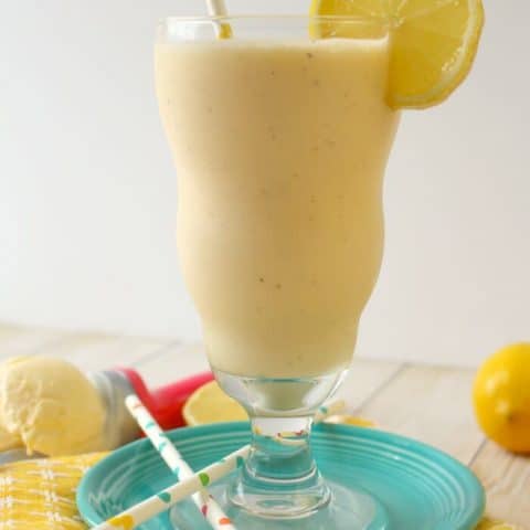 If you like Chick-fil-A's frosted lemonade, then you're gonna love this copycat recipe! Made with just a few simple ingredients, this cold, creamy Frosted Lemonade recipe is perfect on a hot day!