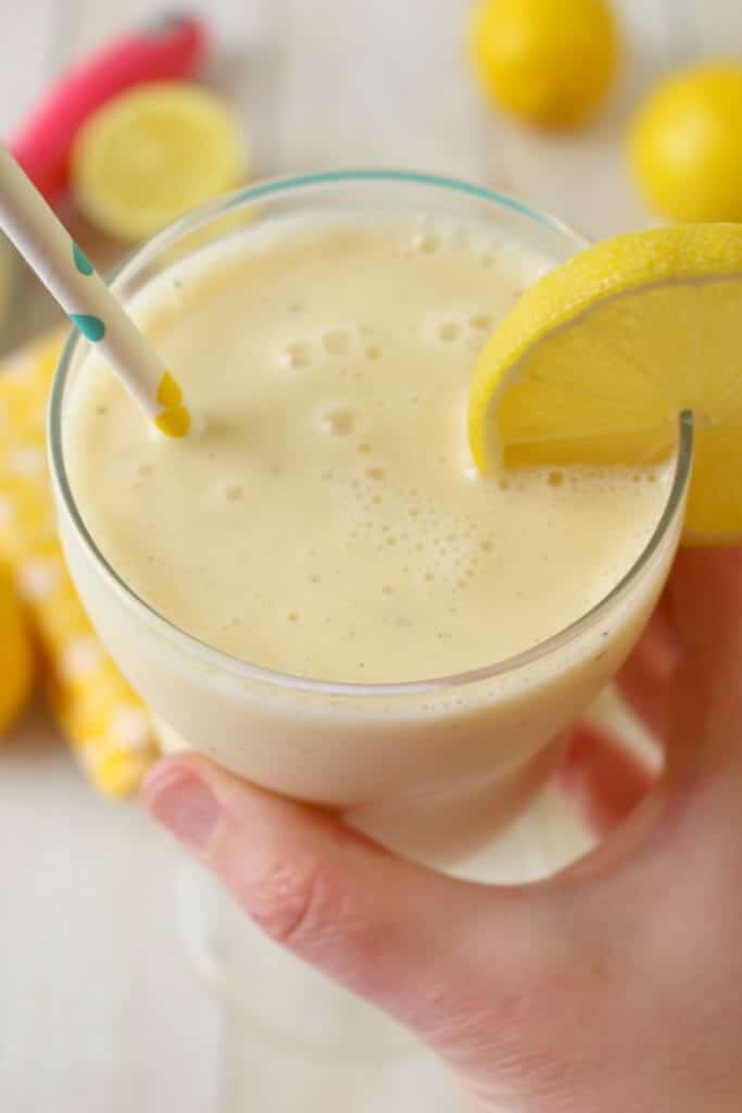 If you like Chick-fil-A's frosted lemonade, then you're gonna love this copycat recipe! Made with just a few simple ingredients, this cold, creamy Frosted Lemonade recipe is perfect on a hot day!