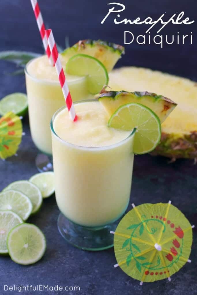 Meet your new favorite summer cocktail! This incredible Pineapple Daiquiri recipe is made with fresh pineapple, limes and coconut rum. Perfect for sipping poolside or blending for all of your friends at your next summer cookout!