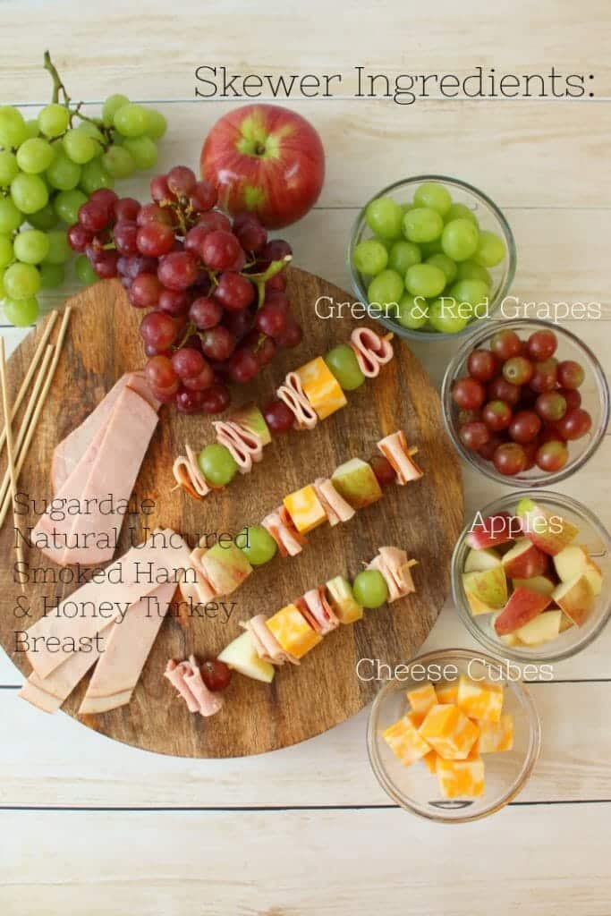 Looking for something new to pack for school lunches? These fun and easy Lunchbox Turkey & Ham Skewers will have your kids jumping for joy at lunch time! Loaded with sliced turkey, ham, fruit and cheese, these will be your kids new lunchbox favorite!