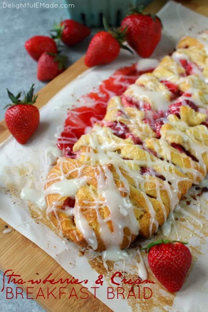 The ultimate strawberry breakfast pastry! This scrumptious Strawberries & Cream Breakfast Braid is made with store-bought crescent dough and a few other simple ingredients, making it incredibly easy to make. Perfect for your next brunch or weekend breakfast!