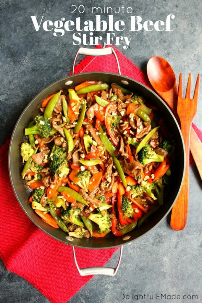 Your new go-to healthy dinner idea! This delicious Low-Carb Vegetable Beef Stir Fry is loaded with flavor and packed with protein. Made with sirloin beef, and lots of fresh vegetables, this 20-minute dinner will be a new family fave!